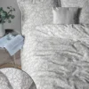 Pościel z perkalu 220x200 Popielata w Kwiaty Lame Percale