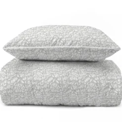 Pościel z perkalu 220x200 Popielata w Kwiaty Lame Percale