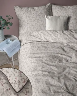 Pościel z perkalu 160x200 Różowe Kwiaty Lame Percale