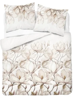 Pościel z satyny bawełnianej 220x200 Home Satin w beżowe magnolie
