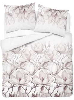 Pościel z satyny bawełnianej 220x200 Home Satin w różowo beżowe magnolie