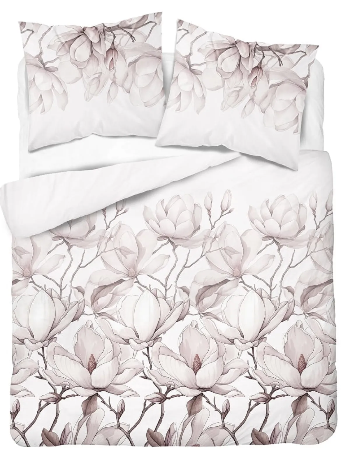 Pościel z satyny bawełnianej 220x200 Home Satin w różowo beżowe magnolie