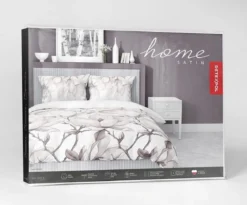 Pościel z satyny bawełnianej 220x200 Home Satin w różowo beżowe magnolie