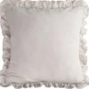 Poszewka bawełniana z falbanką 45x45 beżowa