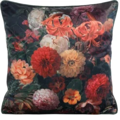 Poszewka dekoracyjna velvet 45x45 w wielokolorowe kwiaty