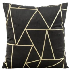 Poszewka dekoracyjna velvet geometryczna 45x45 czarna