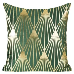 Poszewka dekoracyjna velvet Xena ciemno zielono złota 45x45