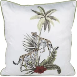 Poszewka dekoracyjna velvet biało zielona 45x45 jungle