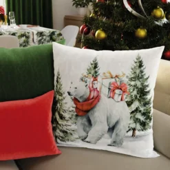 Poszewka dekoracyjna świąteczna 45x45 Miś polarny