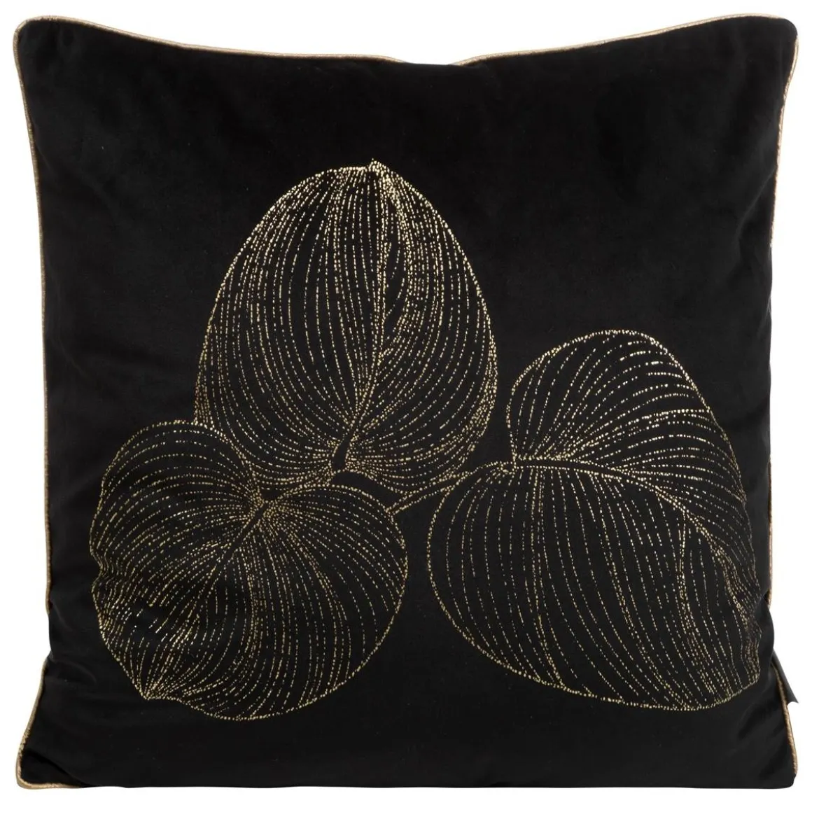 Poszewka LC velvet czarna 45x45 Victoria złoty liść
