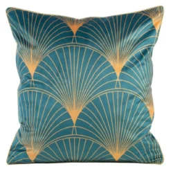 Poszewka LC velvet 45x45 Lotos turkusowo złota