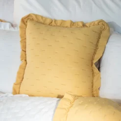 Poszewka Savona 40x40 Musztardowa z Falbanką