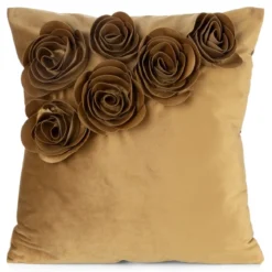 Poszewka velvetowa miodowa 45x45 Róże