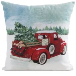 Poszewka świąteczna velvetowa 45x45 Czerwona Ciężarówka