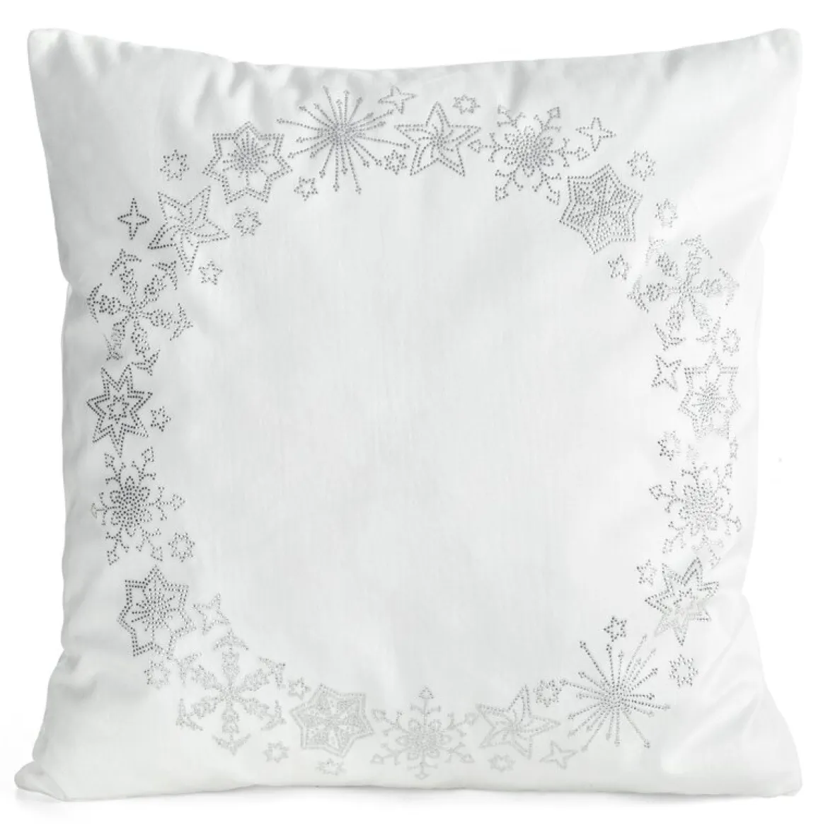 Poszewka świąteczna velvetowa biała 45x45 z kryształkami
