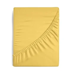 Prześcieradło D91 200x220 jersey z gumką w kolorze musztardowym