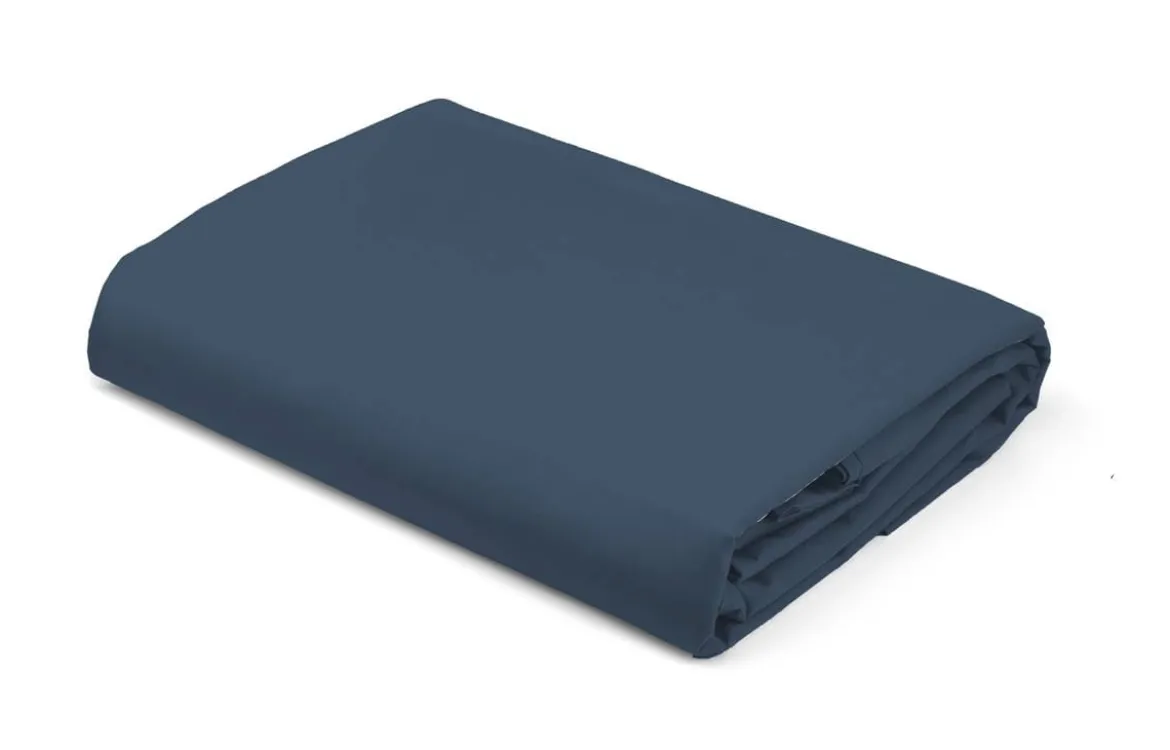 Prześcieradło Pure 220x200 satynowe z gumką w kolorze denim