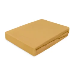 Prześcieradło 180x200 jersey z gumką musztardowe