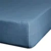 Prześcieradło 180x200 satynowe z gumką w kolorze granatowym
