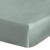 Prześcieradło 160x200 satynowe z gumką w kolorze szałwiowym