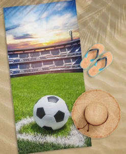 Ręcznik bawełniany dziecięcy plażowy 70x140 Piłka Nożna Stadion