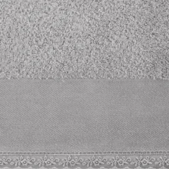 Ręcznik bawełniany Emi 30x50 srebrny z koronką