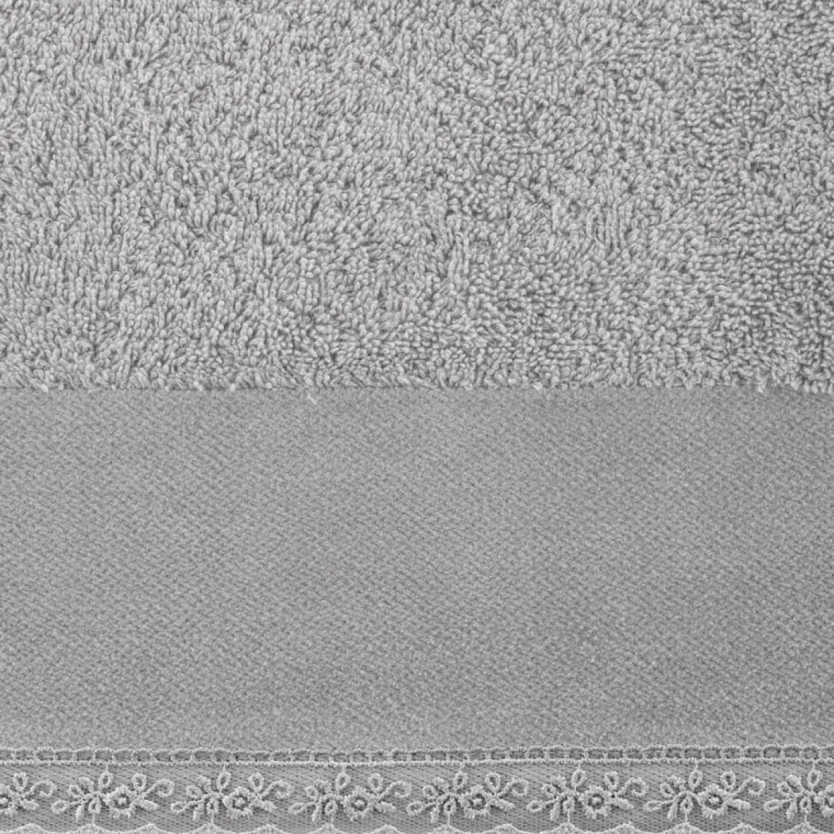 Ręcznik bawełniany Emi 30x50 srebrny z koronką