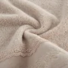 Ręcznik bawełniany Sisi 70x140 beżowy z koronką i haftem