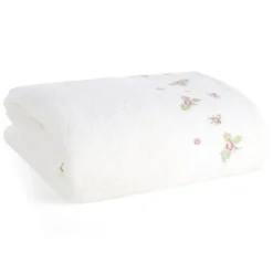 Ręcznik kąpielowy kremowy 70x140 z haftem kwiatowym Dalia