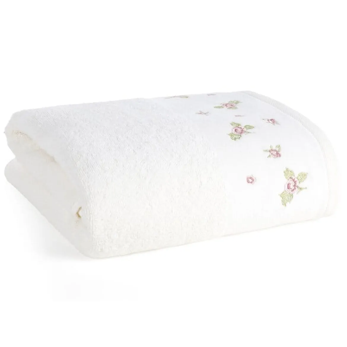 Ręcznik kąpielowy kremowy 70x140 z haftem kwiatowym Dalia