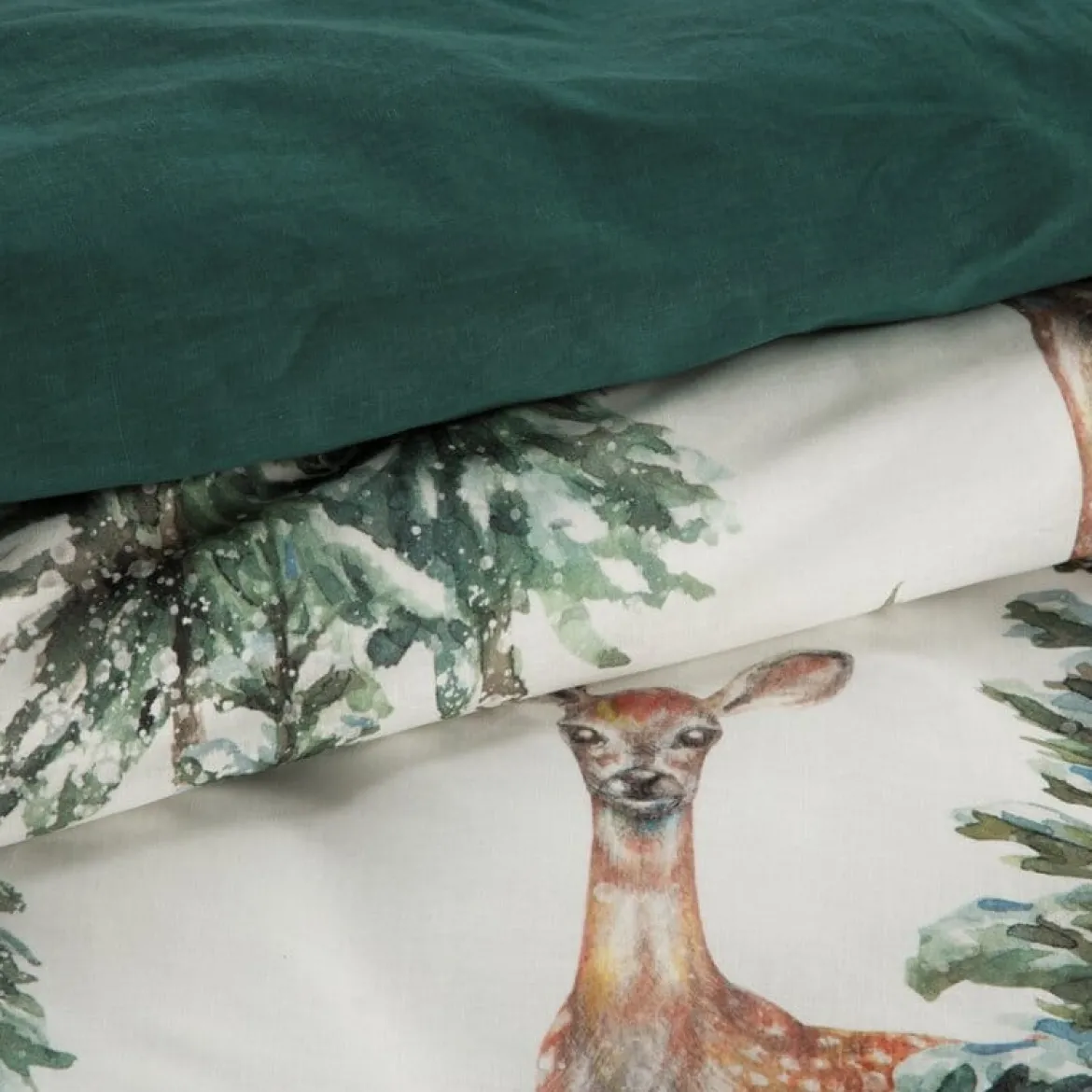 Świąteczna pościel bawełniana 140x200 Deer w Zimowy Las