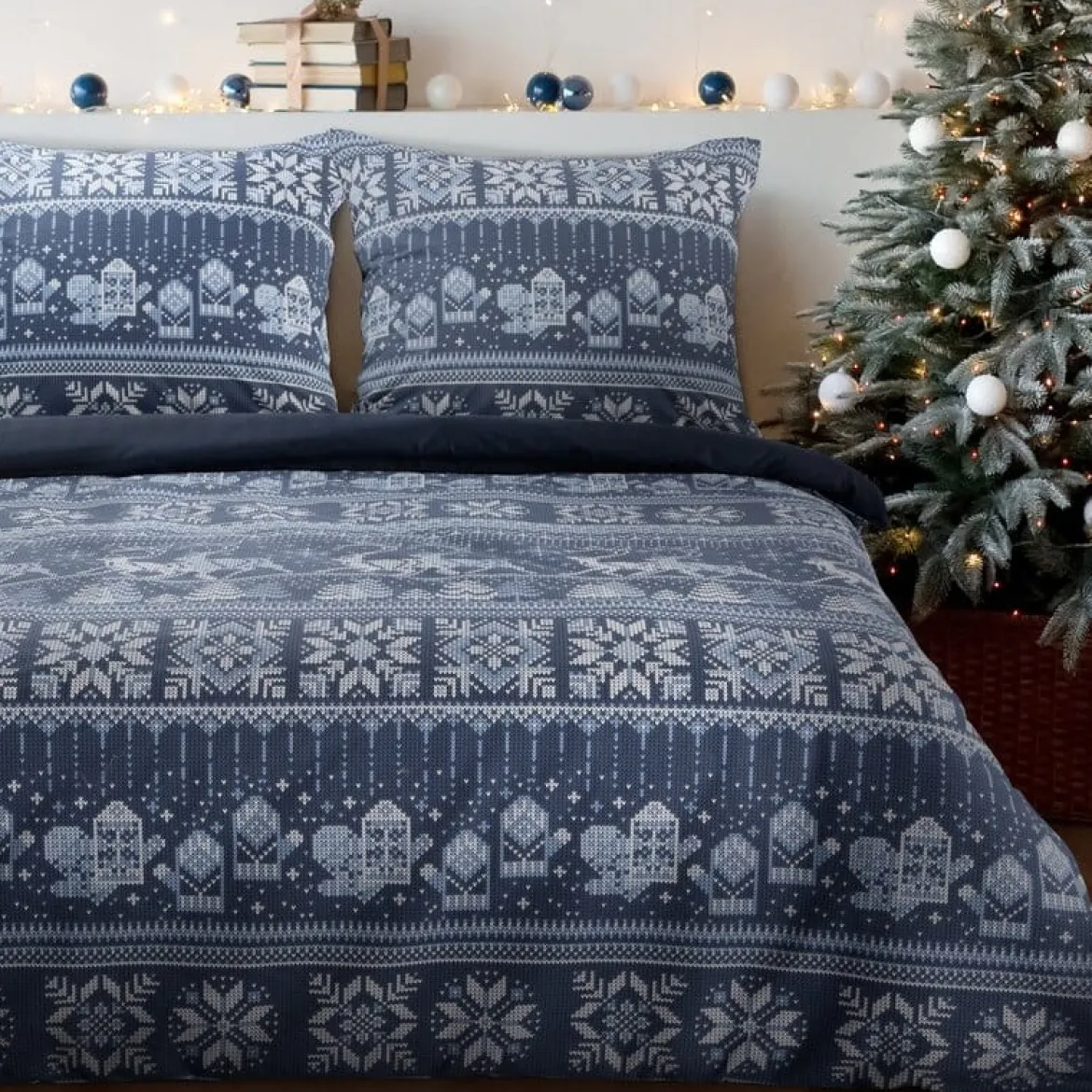 Świąteczna pościel flanelowa 160x200 Zimowy Sweter